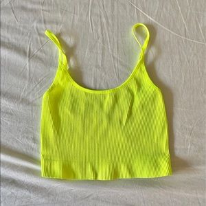 Aritzia Sunday Best Ribbed Seamless Cropped Tank - Neon Green